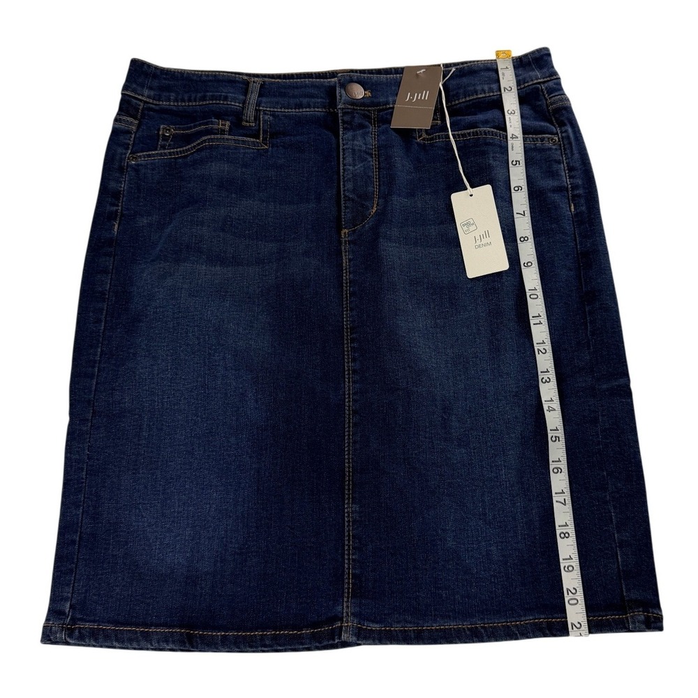 J. Jill Smooth Fit Denim Skirt Atlantic Wash Dark Blue Stretch Size 10 NEW - Picture 3 of 8